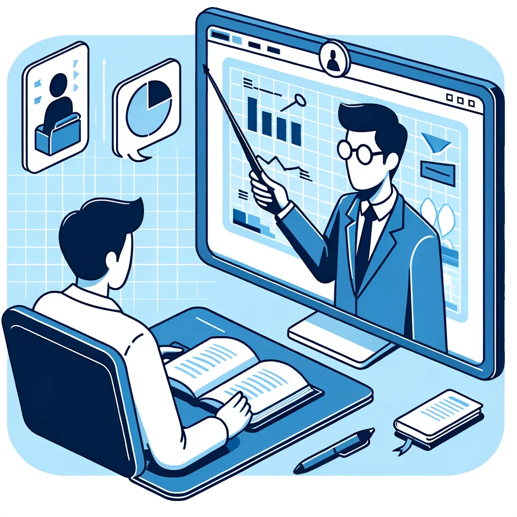 Illustration of Marty Murray teaching an online tutoring session